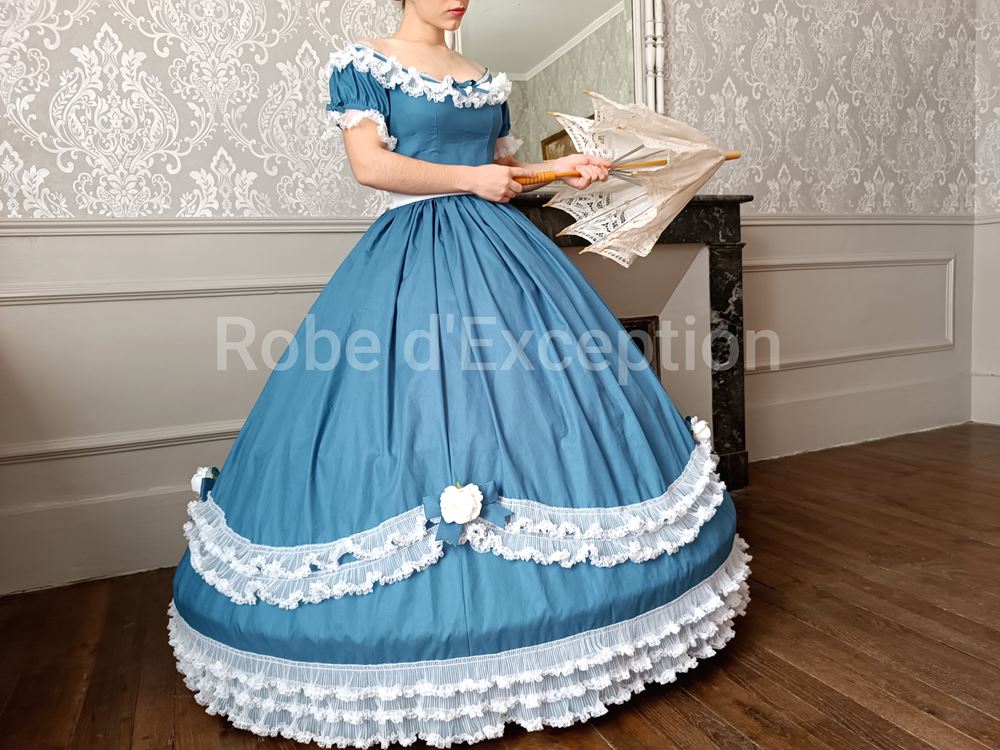 1850s cotton day dress