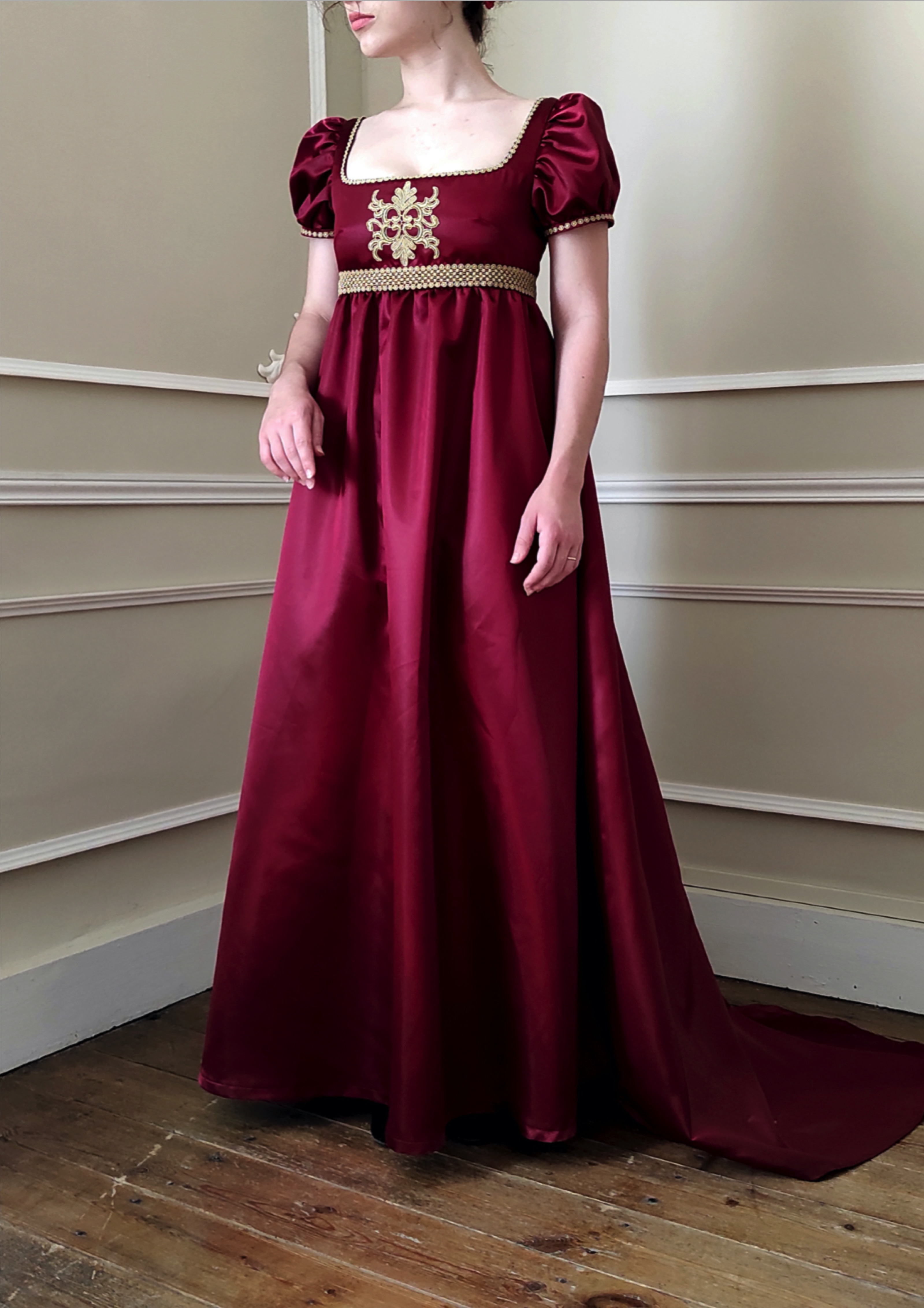 Robe En Soie Bordeaux Pour Poupée Ancienne Ou Moderne 73 Cm (29") - JUMEAU BRU