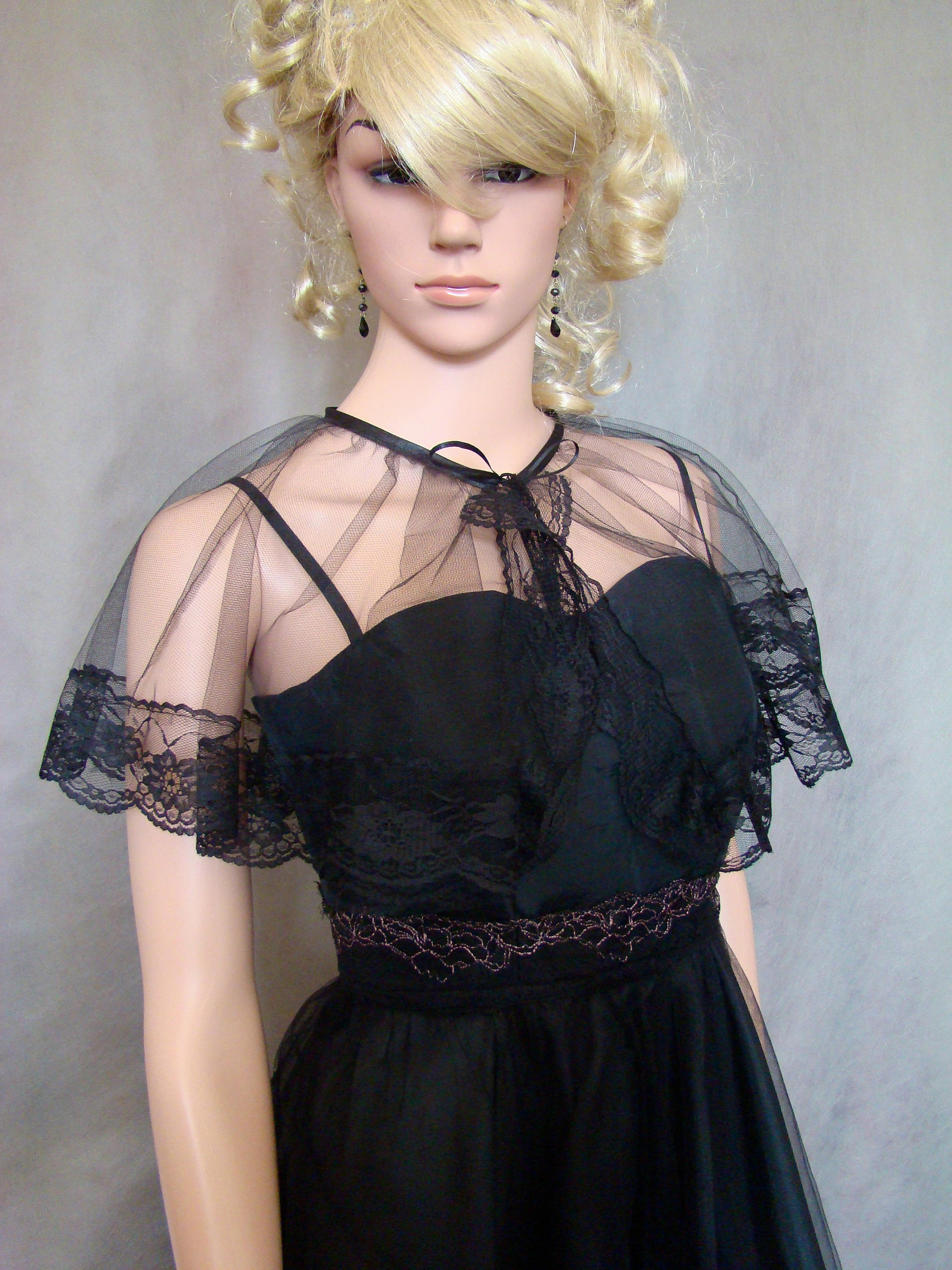 Cape Longue Noire En Tulle Avec Capuche - Pour Halloween, Cosplay Femme, Soirée Déguisée